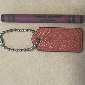 Coach pebbled Pink Leather hang Tag with Ball Chain